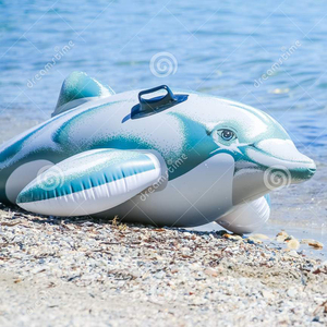 intex儿童海豚充气坐骑浮排婴幼儿水上动物游泳圈漂浮气垫玩具