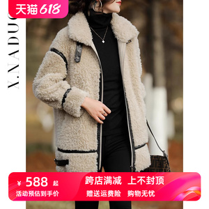 颗粒羊毛羔皮草外套女高端新款冬韩版时尚短款羊剪绒一体皮毛大衣