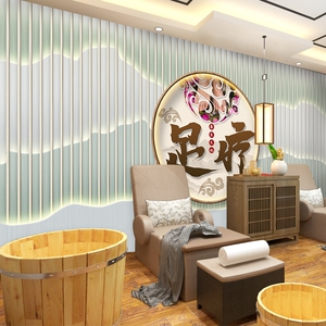 美体美容院养生馆墙纸会所足道足疗店吧台背景墙沐足店形象墙壁纸