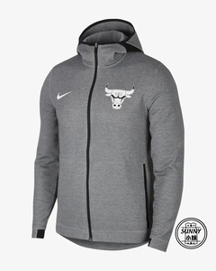 耐克nba 公牛队 外套 夹克 出场服 连帽拉链 灰色 940867-032