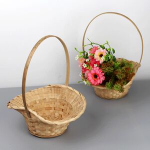 竹编编织篮鲜花包装装饰手工竹编花篮插花花童婚礼手提篮舞蹈表演