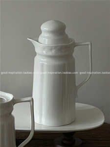 洛可可陶瓷凉水壶花瓶多用高颜值纯白大容量果茶壶花器耐高温欧式