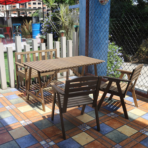 简易休闲实木桌椅子室内阳台户外桌餐桌饭桌实木方形桌子防腐包邮