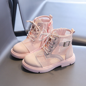 儿童鞋女童靴子夏季新款时尚马丁靴小女孩公主短靴中大童镂空皮靴