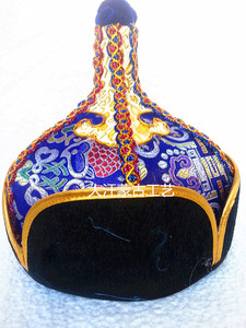 蒙古帽男士贝勒帽王爷帽蒙古族配饰成人帽子内蒙古族舞蹈头饰蓝色