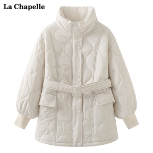 拉夏贝尔/La Chapelle立领加厚短款菱格棉服女冬宽松加厚棉衣外套