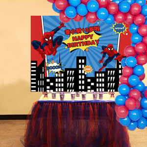 漫威英雄蜘蛛侠主题派对生日背景墙海报装饰周岁宴甜品台布置用品