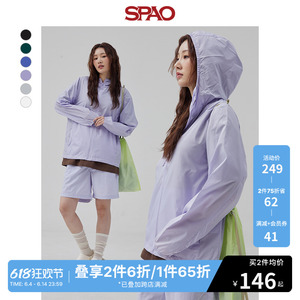 SPAO韩国同款春季新款男女同款连帽休闲防风衣外套SPJJD37C21