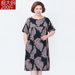 胖太太服饰夏季连衣裙中老年人加肥大码女裙子奶奶宽松200斤夏装