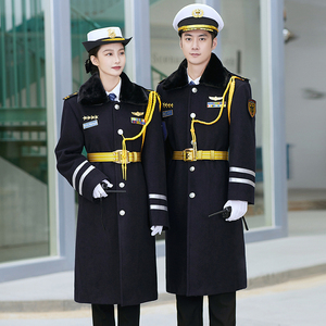 保安制服毛呢子大衣高端形象岗礼宾服风衣外套双排扣长款加棉加厚