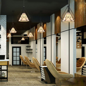 理发店灯超亮发廊钻石专用网红灯火锅店吧台简约现代三头餐厅吊灯