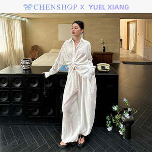 YUEL XIANG时尚简约扭结长袖衬衣褶皱空气裙裤CHENSHOP设计师品牌