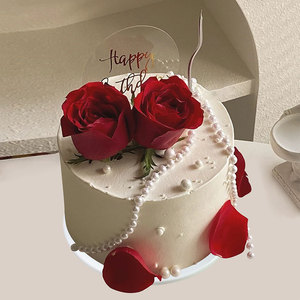 仿真蛋糕模型2024网红情人节珍珠玫瑰花橱窗假蛋糕样品摆设道具
