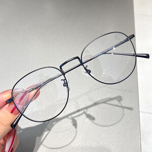 近视眼镜女斯文败类金丝平光可配有度数复古黑色眼睛框架男