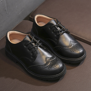 皮鞋春秋款韩版真皮软底单鞋中大童儿童男孩子黑色休闲鞋7人付款108