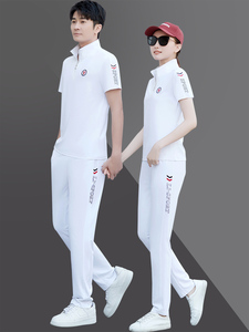 官方三叶草运动套装男士夏季韩版男女情侣运动装两件套短袖薄款运