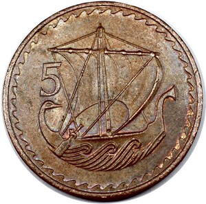 欧洲塞浦路斯5米尔硬币 年份随机 km39