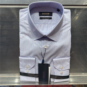 吊牌1580 雅戈尔mayor男商务长袖高支全棉免烫衬衫mltp12425hba
