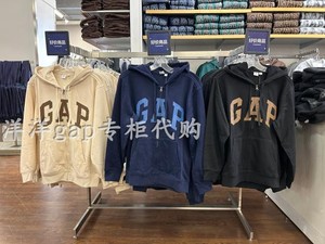 Gap春季2024新款LOGO美式复古软卫衣情侣连帽外套男女装 892182