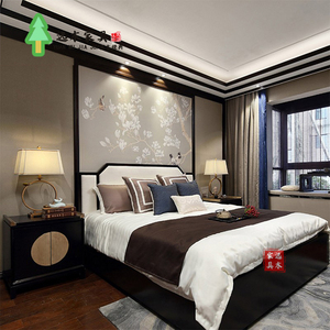 8米双人床现代中式风格样板豪房婚床酒店大床
