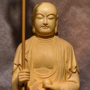 乐清木雕 地藏王菩萨 桧木手工雕刻九华山地藏王