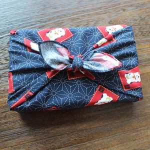 日本和风风吕敷大手帕包裹布包裹巾包袱皮纯棉藏青猫52cm