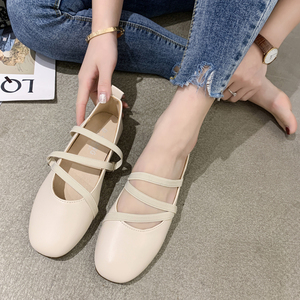 单鞋女夏平底仙女2021新款网红百搭浅口软底软皮复古玛丽珍奶奶鞋