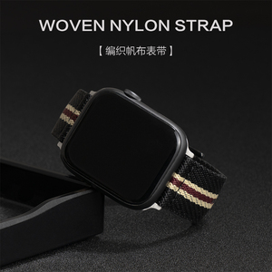 适用苹果手表iwatch表带男applewatch新款帆布编织透气高级感表带