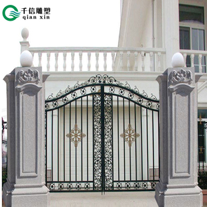 石雕门柱别墅小区庭院大门石柱大理石花岗岩欧式浮雕柱子雕刻石材