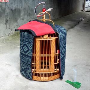 990人付款淘宝高档画眉鸟笼双层笼衣刺绣双拉链罩衣遮光保暖圆形布笼