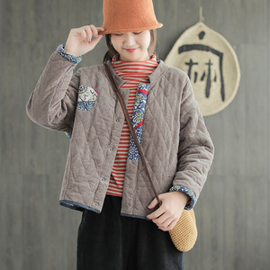 速发达衣岩领标全专柜正品冬女装品牌折扣店小棉衣贴布民族风棉袄