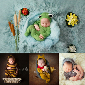 可爱宝宝拍照企鹅青蛙卡通动物造型衣服新生婴儿月子服装摄影道具