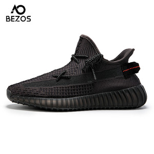 bezos椰子鞋350黑天使情侣运动休闲鞋女网面透气跑步鞋yeezy秋冬