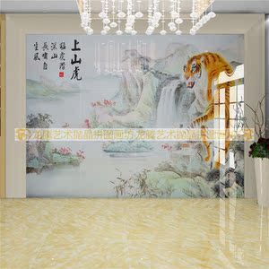 大厅背景墙瓷砖中式