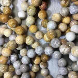 龙衍珊瑚玉玉化透光老矿料带花纹大菊花枫叶凤尾柠檬16mm手链手串