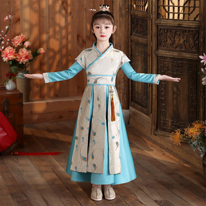 汉服女童飘逸春秋套装儿童春装帅气唐装侠客小女孩国学服侠女古装