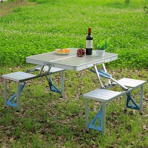 户外折叠桌连体桌椅一桌四椅便携式铝桌子摆摊野餐桌套装野外用品