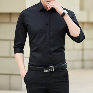 衬衫男短袖修身韩版男士休闲七分袖衬衣潮流帅气半袖夏季中袖寸衫
