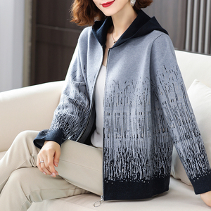 年轻妈妈春装短款外套中年妇女洋气上衣中老年人秋冬针织开衫时尚