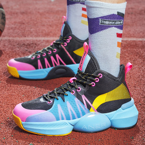 新款学生篮球鞋男软底轻便减震助力弹跳男童透气跑步运动大码球鞋