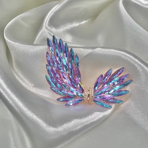 法式轻奢紫色水晶翅膀胸针2023新款优雅气质外套胸花大衣飞舞别针