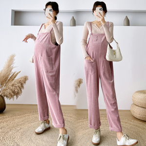 孕妇背带裤春秋款2022新款孕妇装长裤宽松连体吊带裤外穿休闲裤子