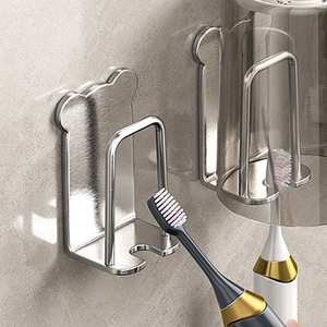 不锈钢牙刷架口杯沥水多功能壁挂式卫生间牙杯漱口杯浴室置物架子