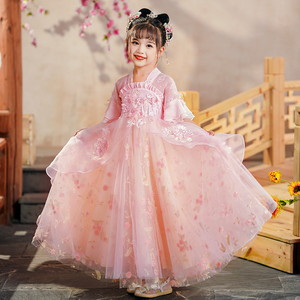 儿童汉服女春装衣服古装女童超仙唐装古风花仙子国风连衣裙春秋款