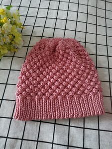 代织毛线针织纯手工编织女士时尚帽子，菠萝花 手织定制 颜色自选