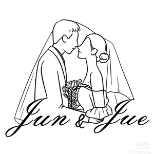 手绘头像婚礼logo线条轮廓人物情侣插画纹身婚纱照请柬刺绣设计