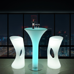 促销LED发光高脚凳子酒吧台户外散台休闲椅子防水网红组合圆桌子