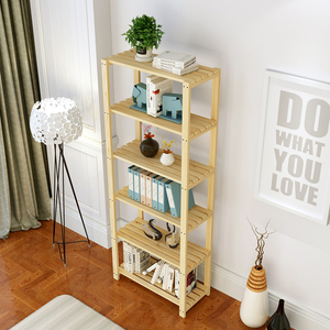 简易实木置物架落地卧室储物架书架木架子层架货架木质多层架定做