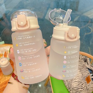 水杯男女学生韩版可爱简约高颜值吸管塑料杯透明家用防摔耐热杯子