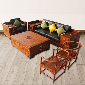 新中式花好月圆苏梨新款沙发茶几组合刺猬紫檀雕花京瓷红木家具